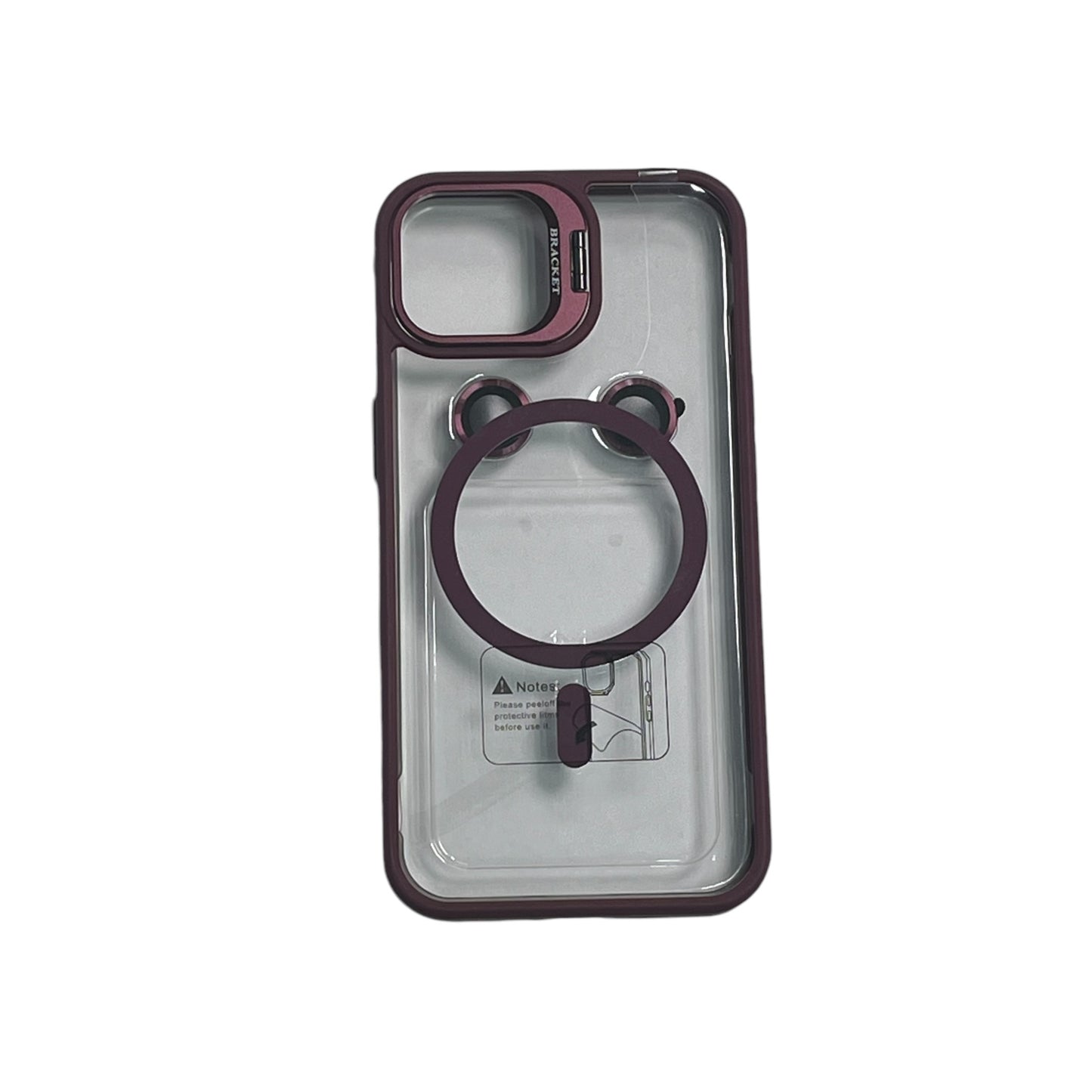 For Iphone 14 Plus Clear Mag Safe with Camera Protector Case - Burgundy