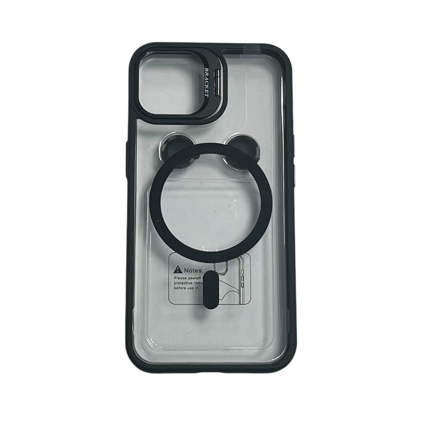 For Iphone 15 Clear Mag Safe with Camera Protector Case - Black