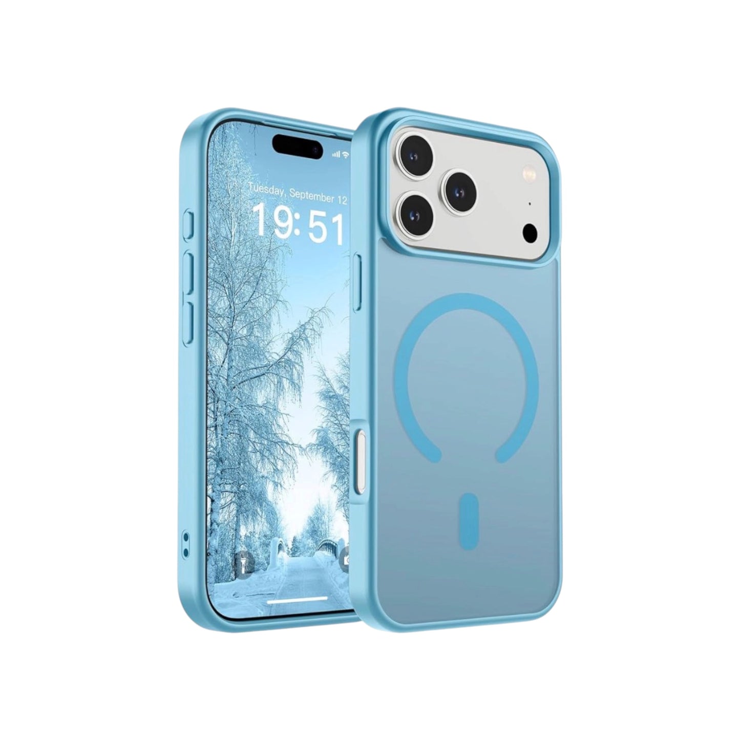 For Iphone 17 Pro Translucent MagSafe Case- Light Blue