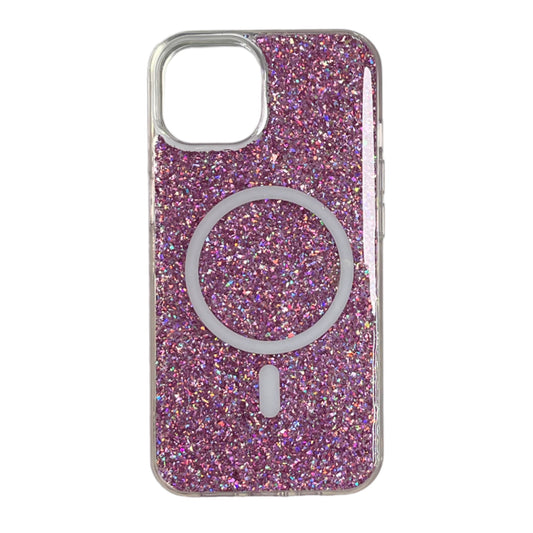 For Iphone 13/14 Mag Safe case- Clear & Purple Glitter