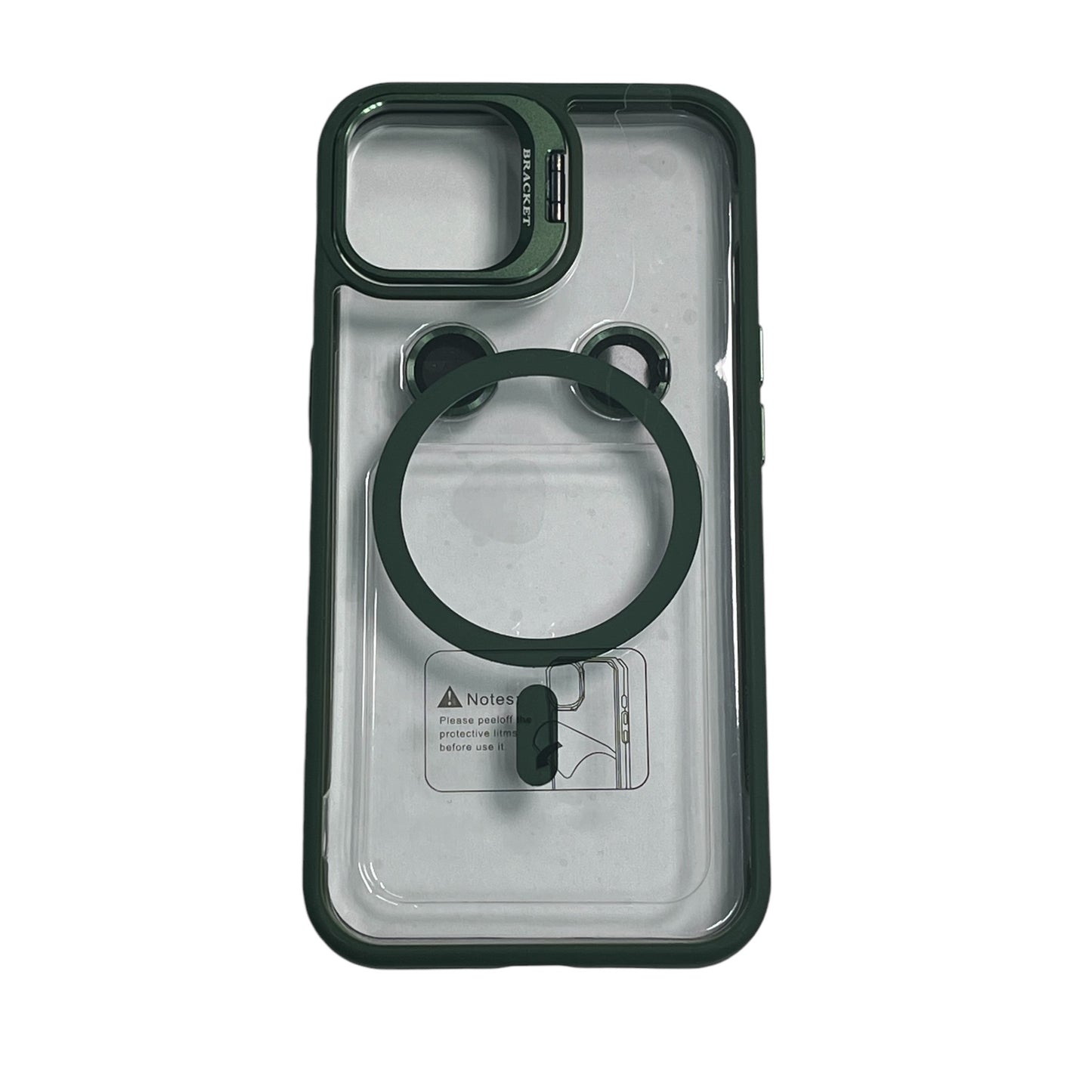 For Iphone 15 Plus Clear Mag Safe with Camera Protector Case - Green