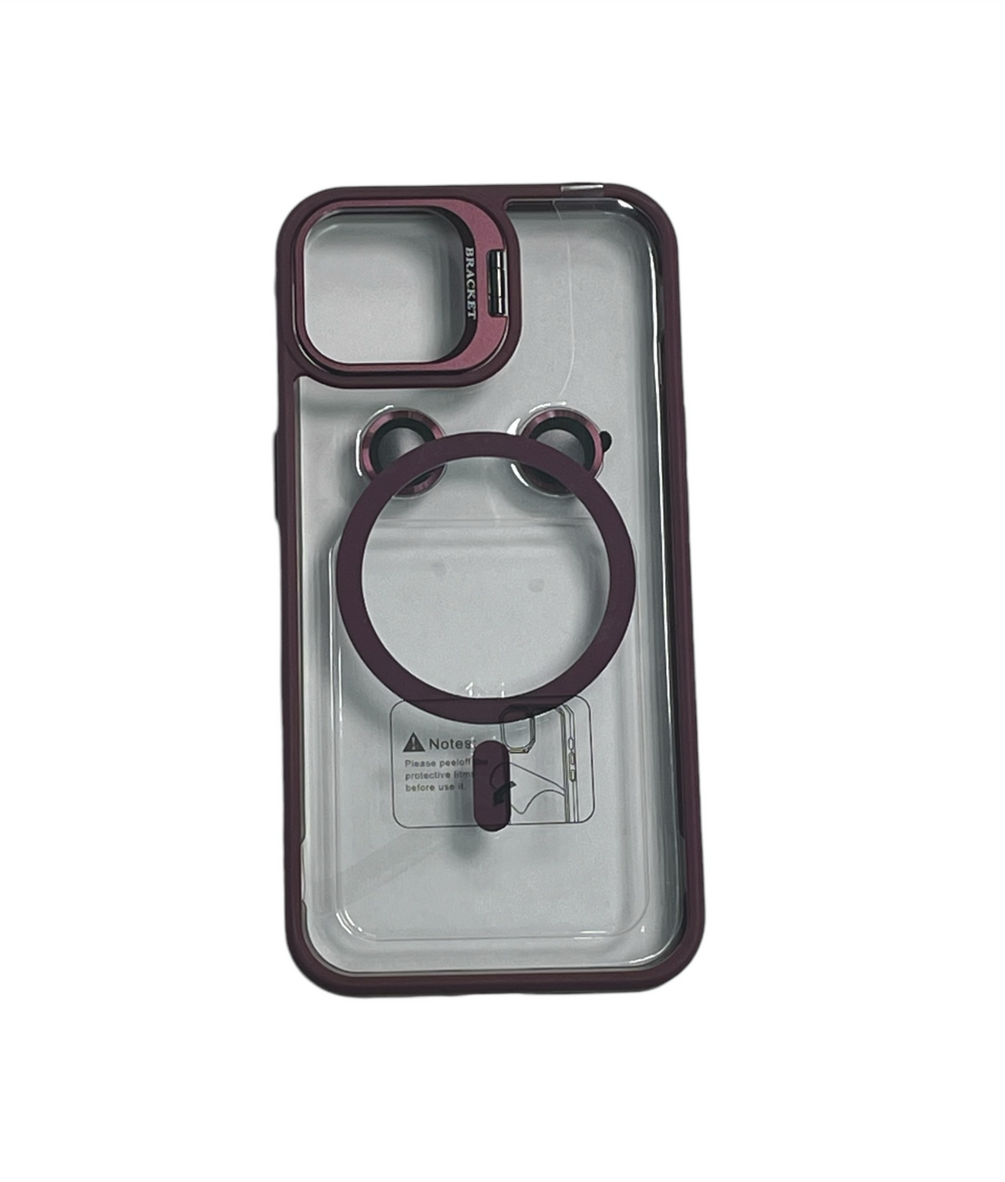 For Iphone 14 Clear Mag Safe with Camera Protector Case - Burgundy