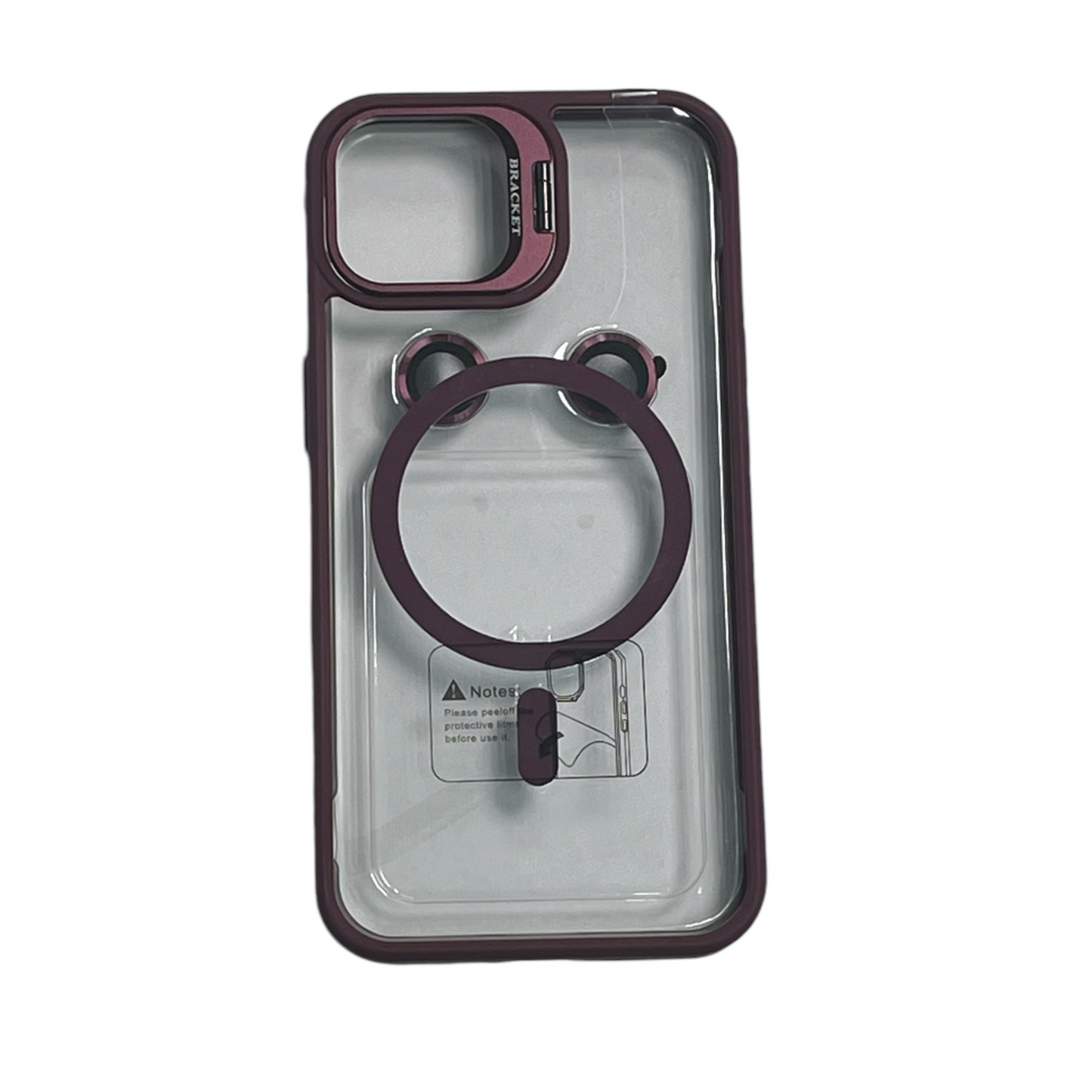 For Iphone 15 Plus Clear Mag Safe with Camera Protector Case - Burgundy