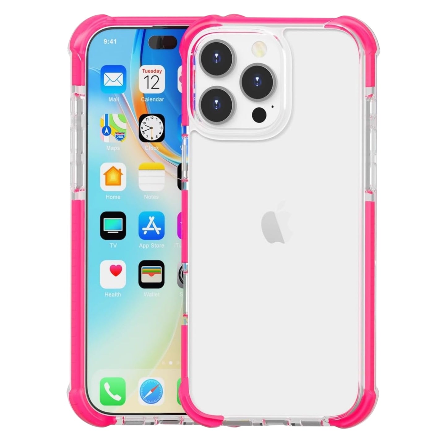For iPhone 16 Pro Max - Clear & Pink