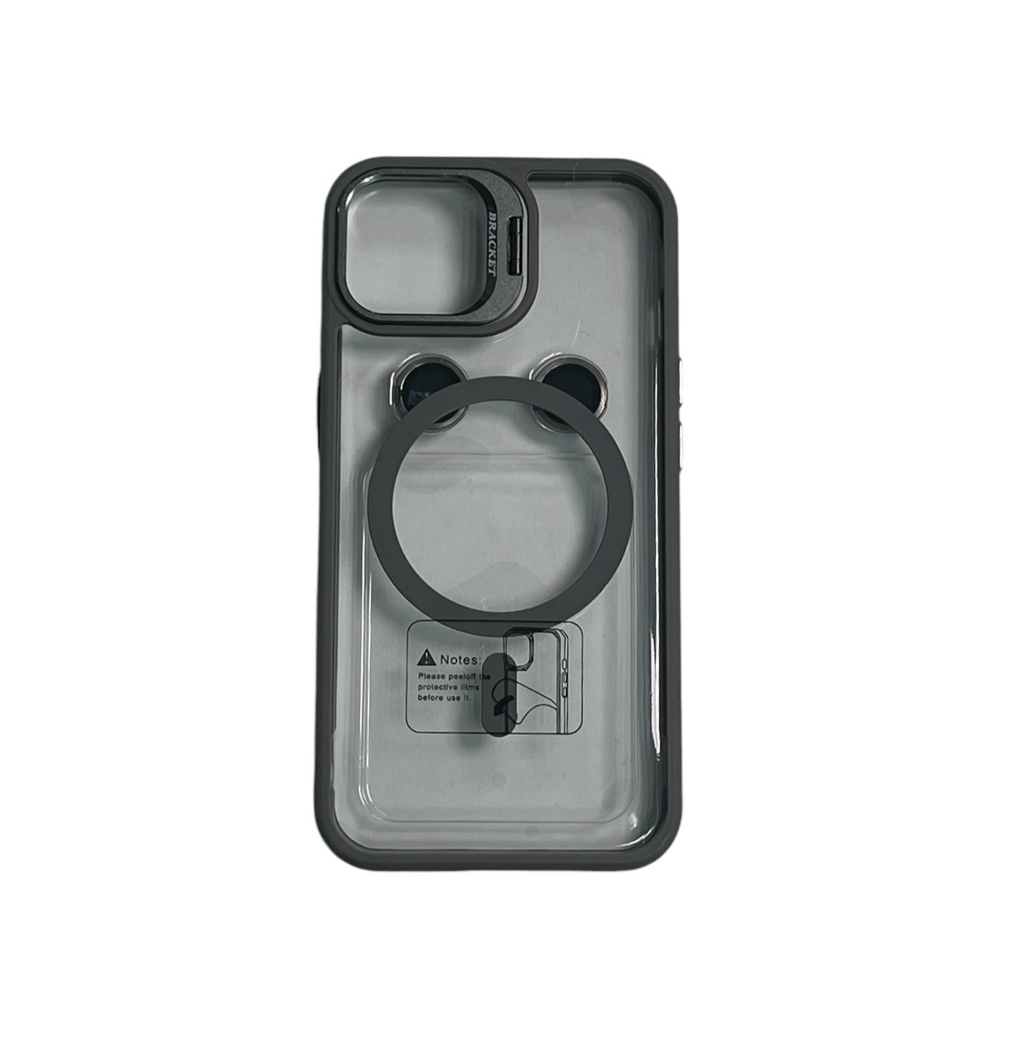 For Iphone 14 Clear Mag Safe with Camera Protector Case - Grey