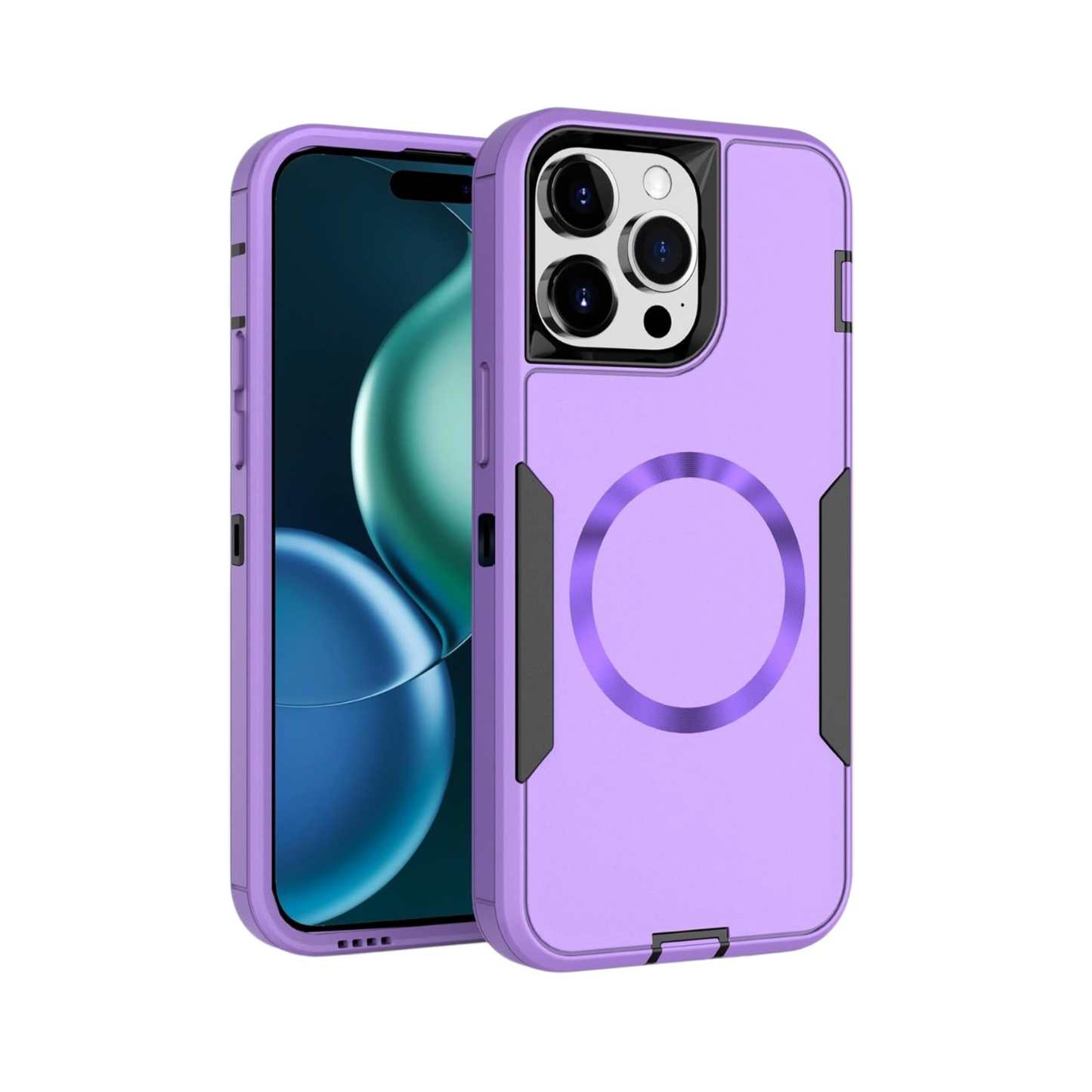 For Iphone 16 Pro Max Heavy Case With Mag Safe - Purple Black