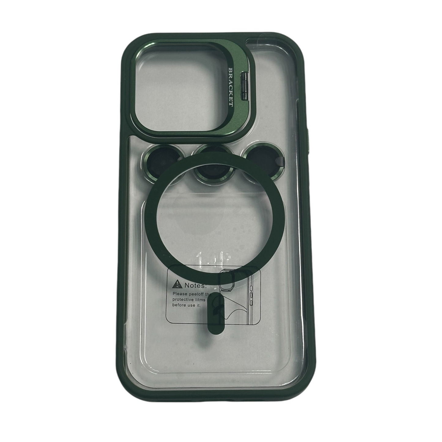 For Iphone 15 Pro Max Clear Mag Safe with Camera Protector Case - Green