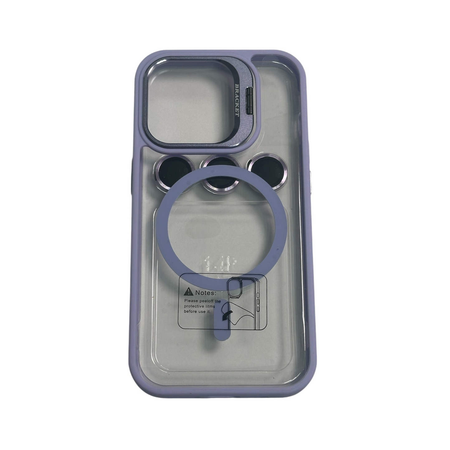 For Iphone 15 Pro Max Clear Mag Safe with Camera Protector Case - Lavander