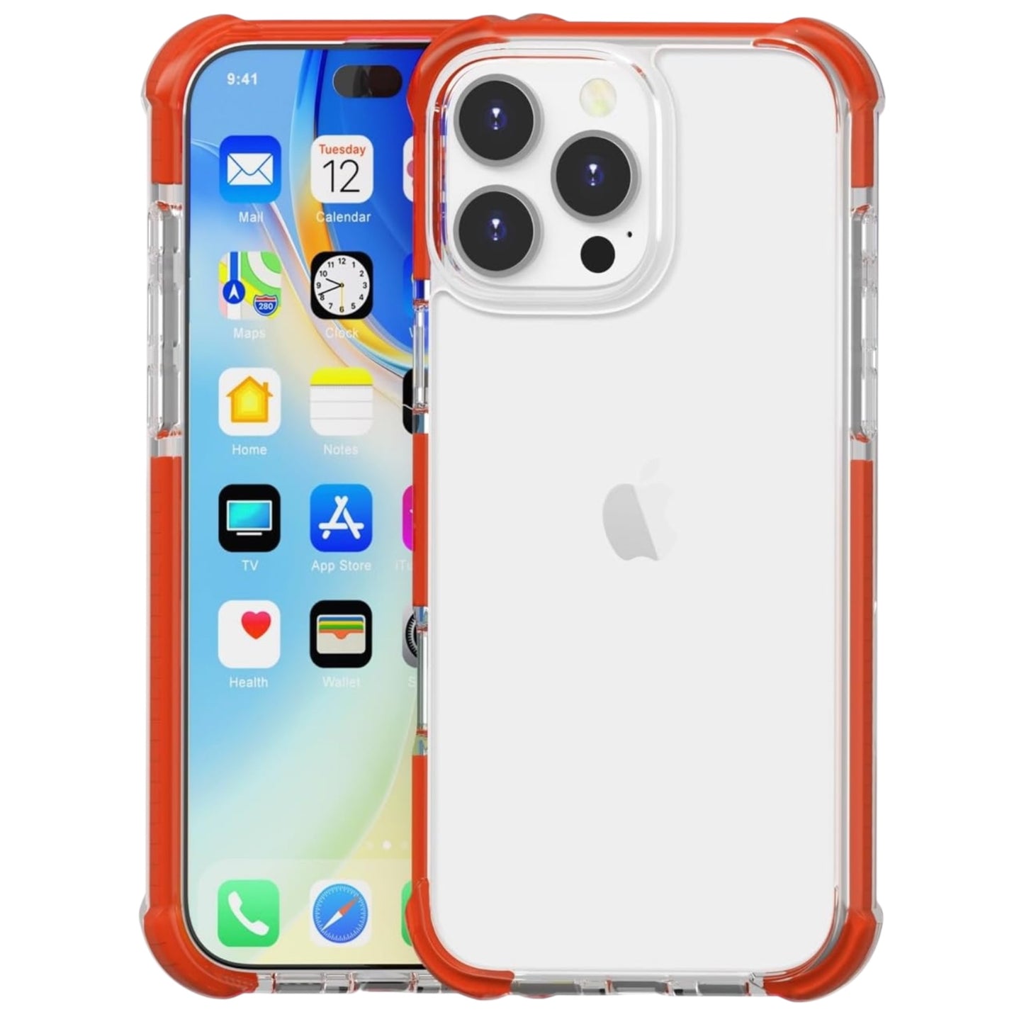 For iPhone 16 Pro Max - Clear & Red