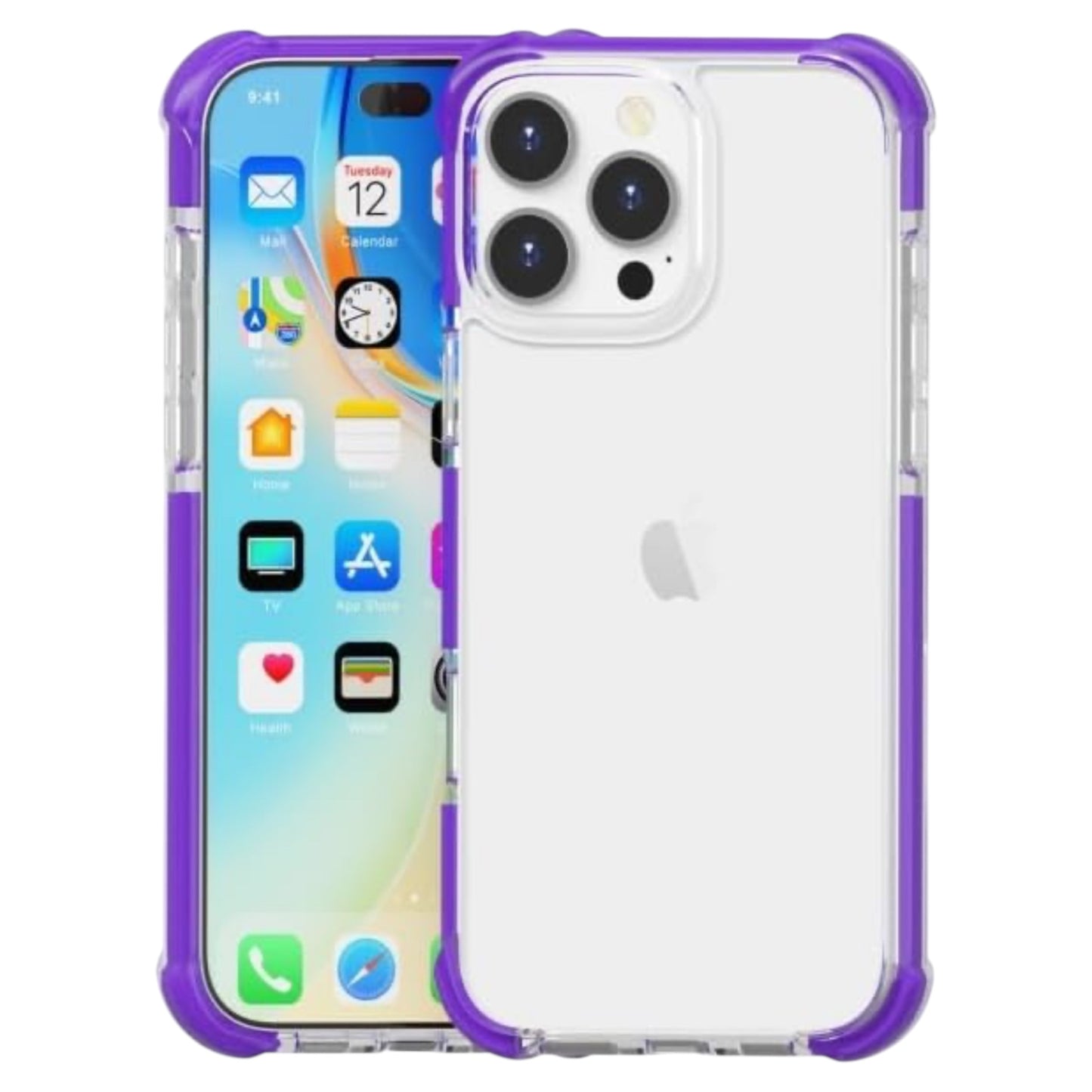 For iPhone 16 Pro Max - Clear & Purple