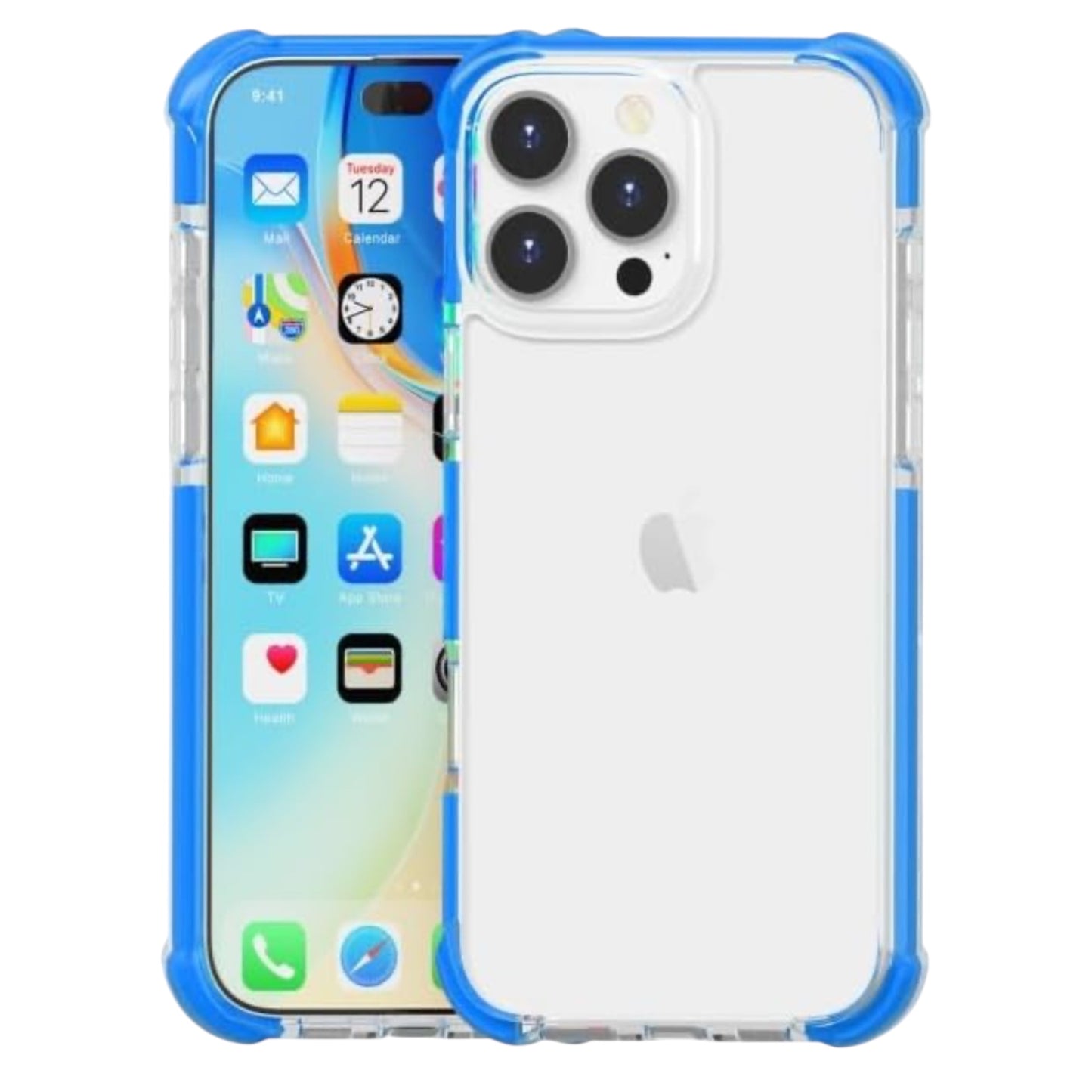 For iPhone 16 Pro - Clear & Blue