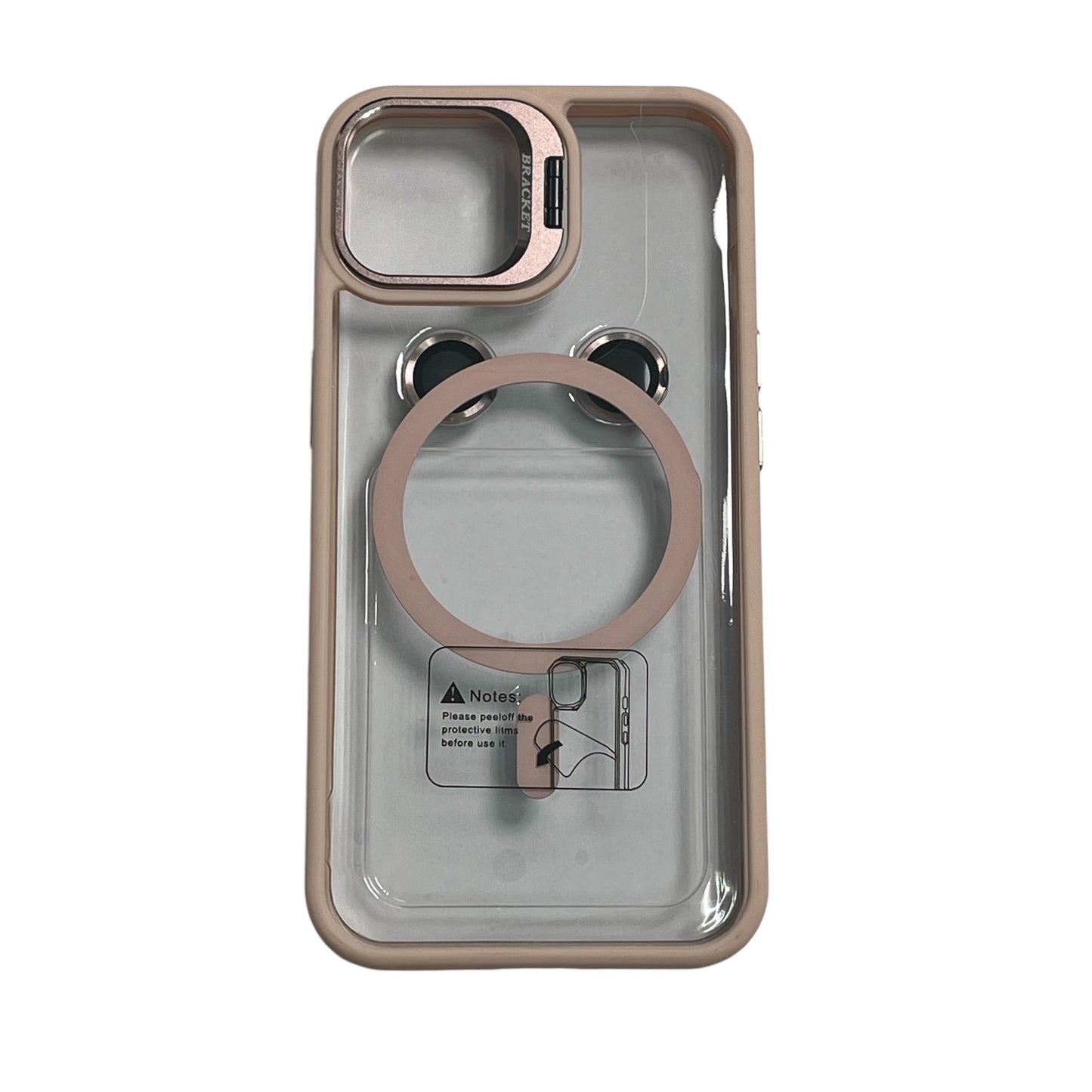 For Iphone 14 Clear Mag Safe with Camera Protector Case - Light Pink