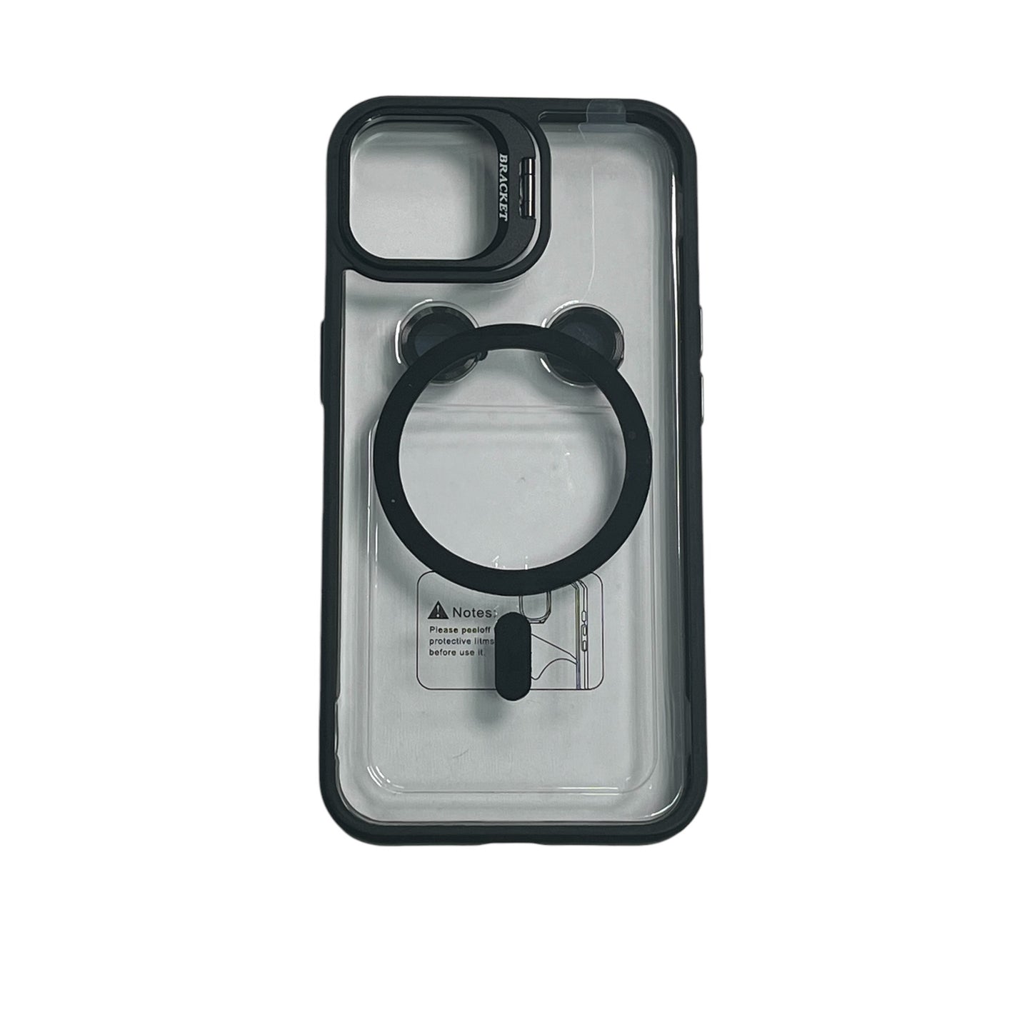 For Iphone 14 Plus Clear Mag Safe with Camera Protector Case - Black