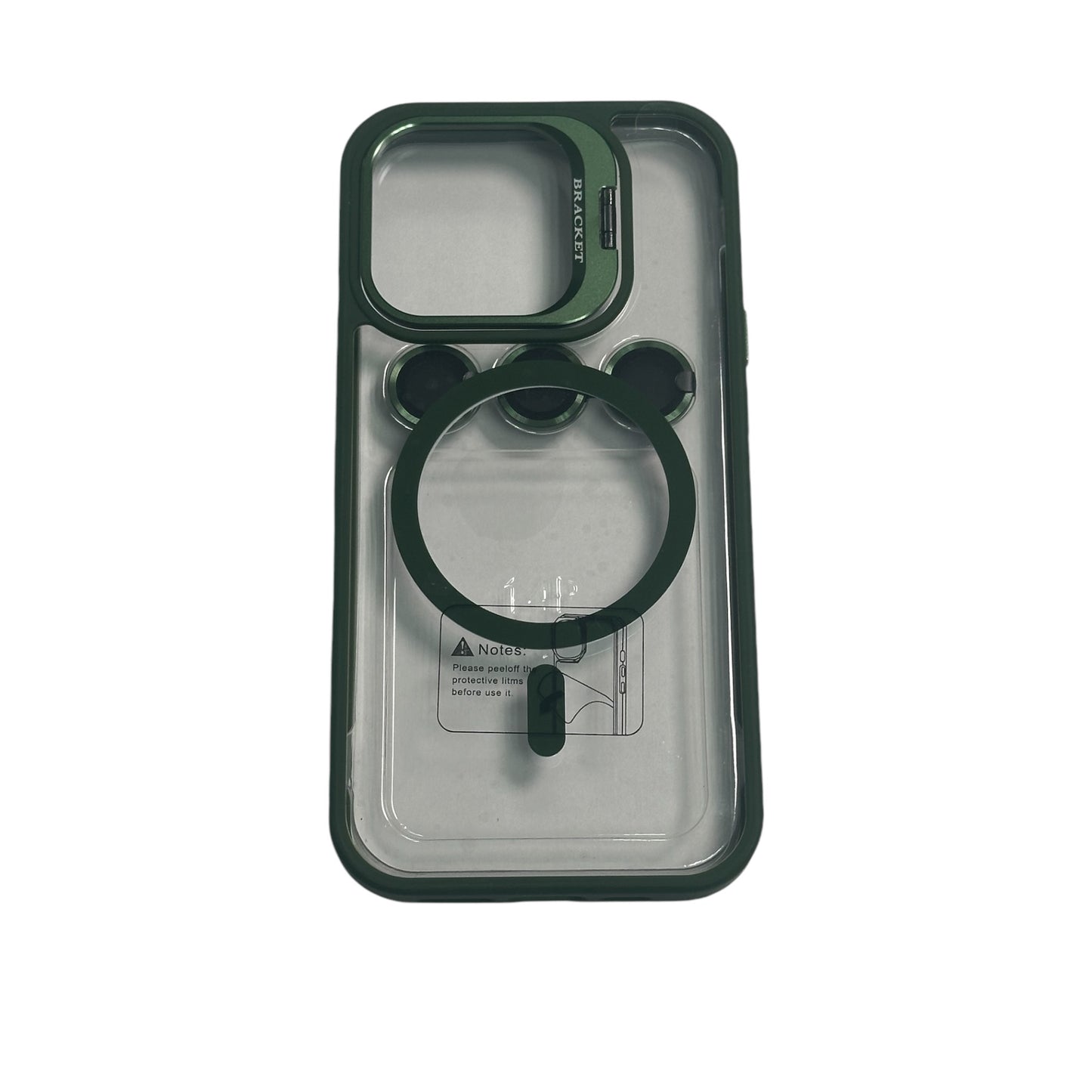 For Iphone 15 Pro Clear Mag Safe with Camera Protector Case - Green