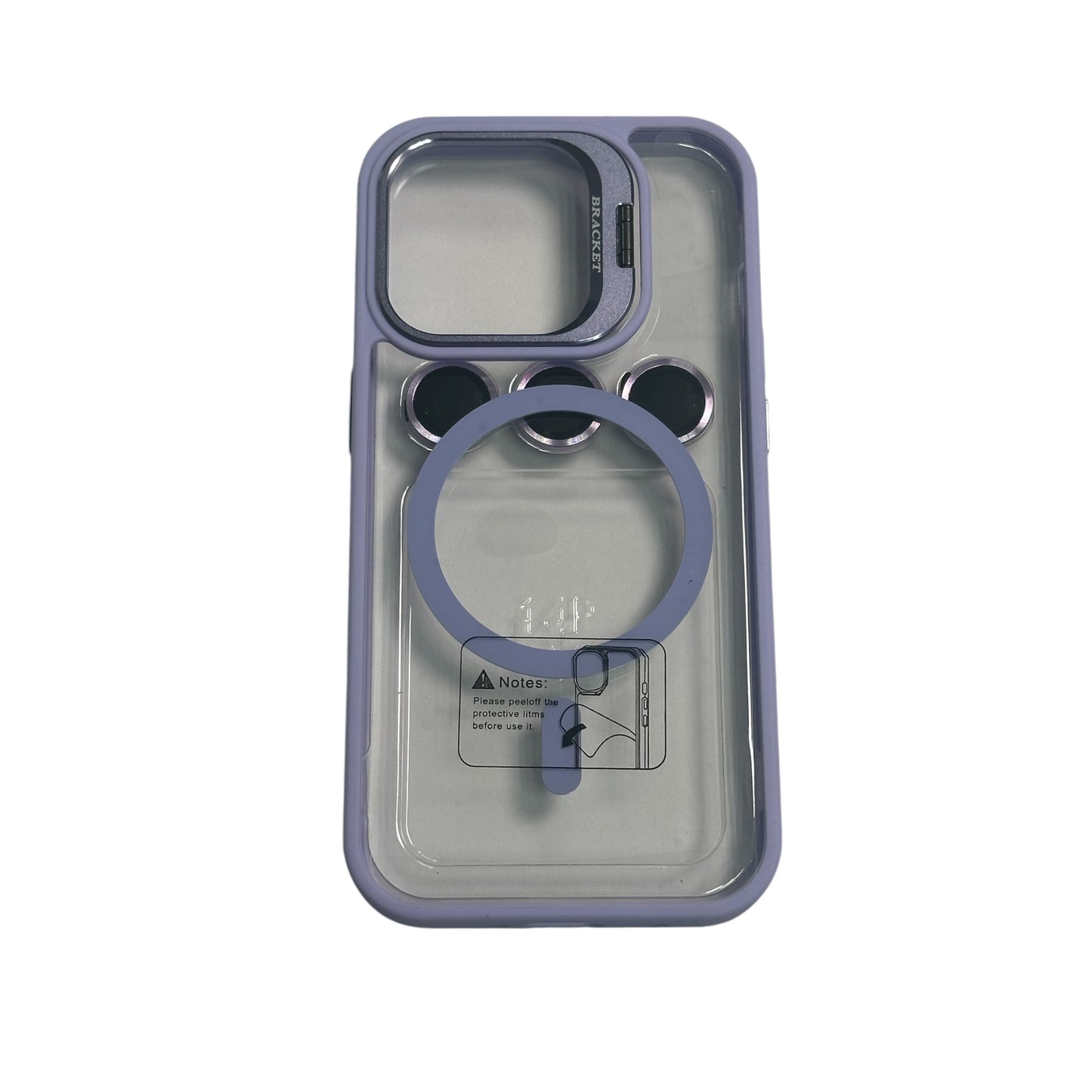 For Iphone 15 Pro Clear Mag Safe with Camera Protector Case - Lavander