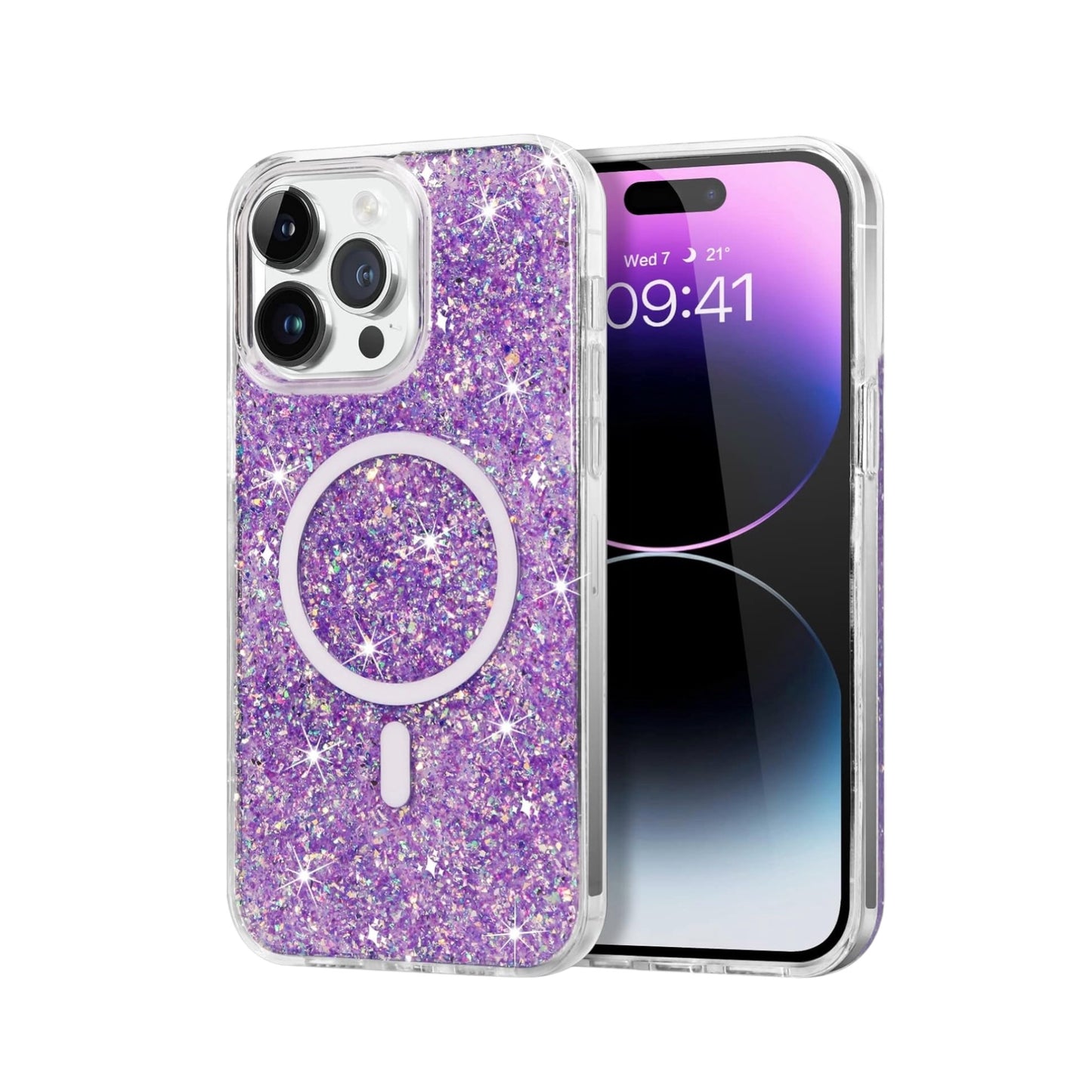 for iPhone 15 Pro max Case Glitter Compatible with MagSafe
