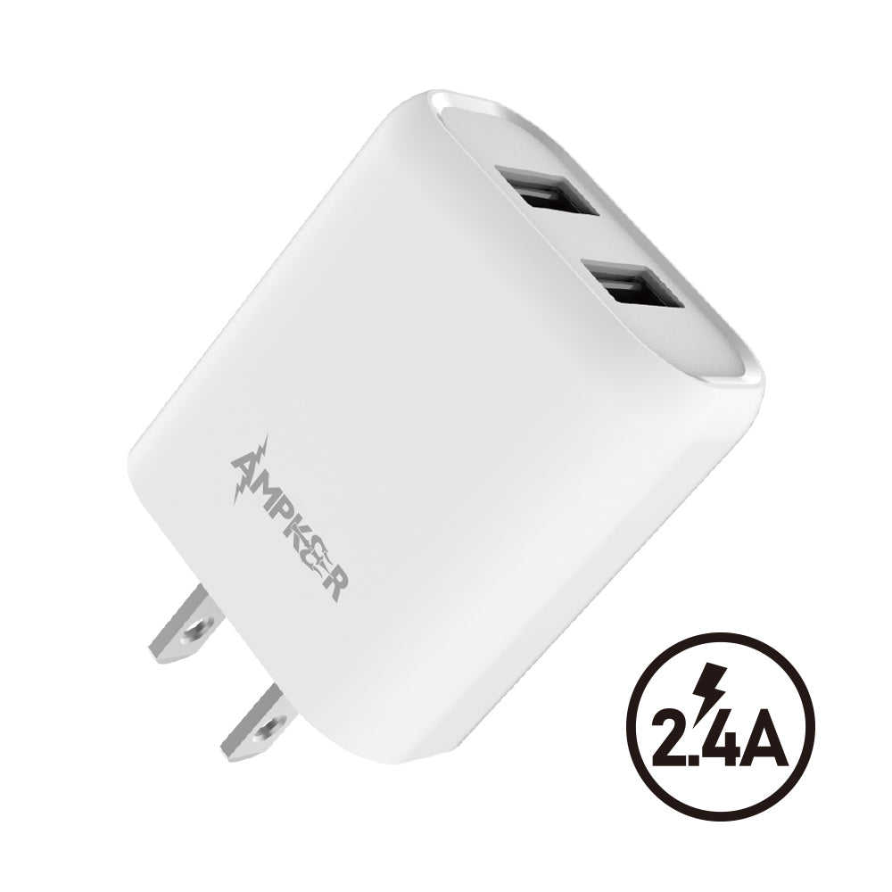 2 Ports USB WALL Adapter - 2.4A - White