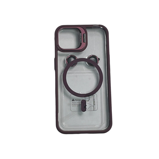 For Iphone 14 Plus Clear Mag Safe with Camera Protector Case - Burgundy