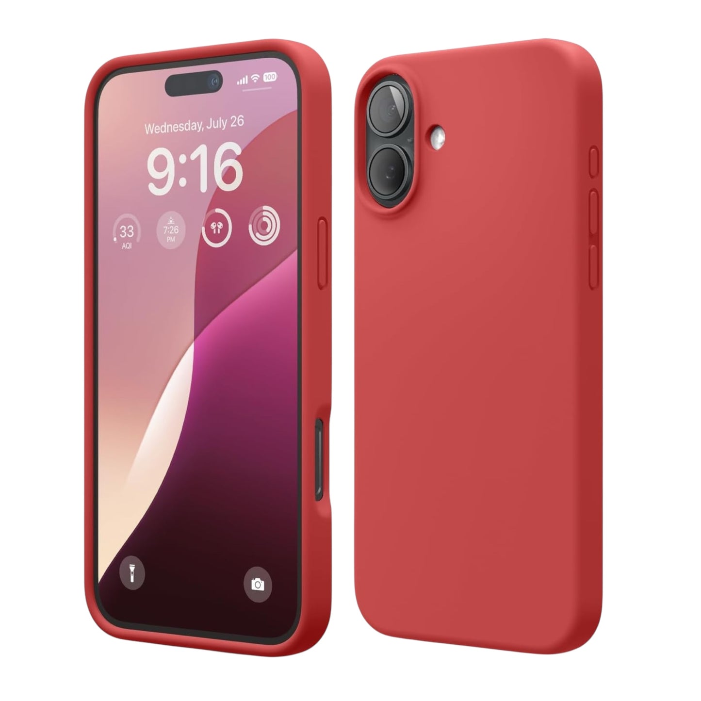 For Iphone 16 Silicone Case - Red