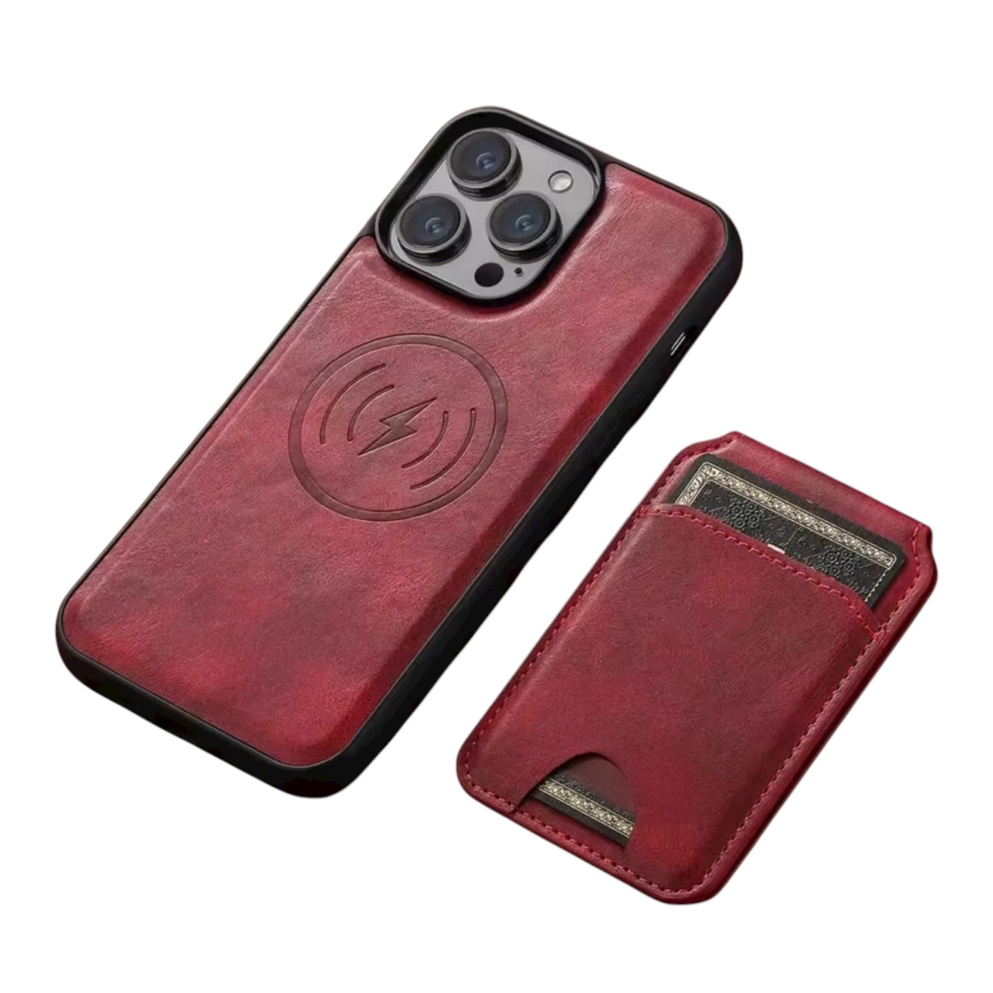 For iPhone 15 ProMax Leather Case / Red