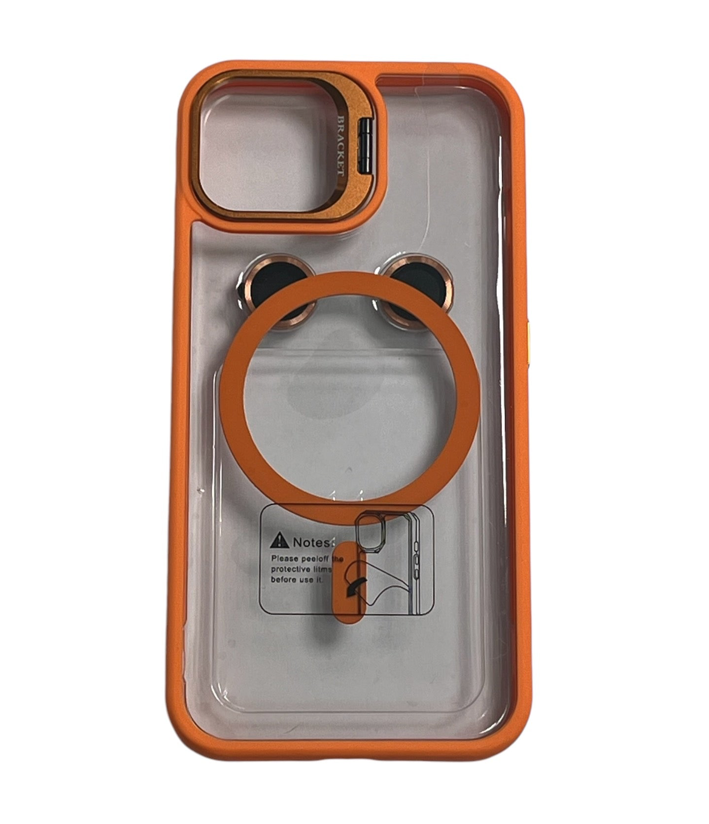 For Iphone 14 Plus Clear Mag Safe with Camera Protector Case - Orange