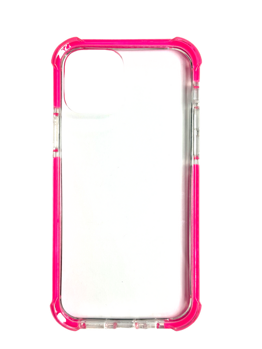 For iPhone 15 Pro Max -Clear & Neon Pink