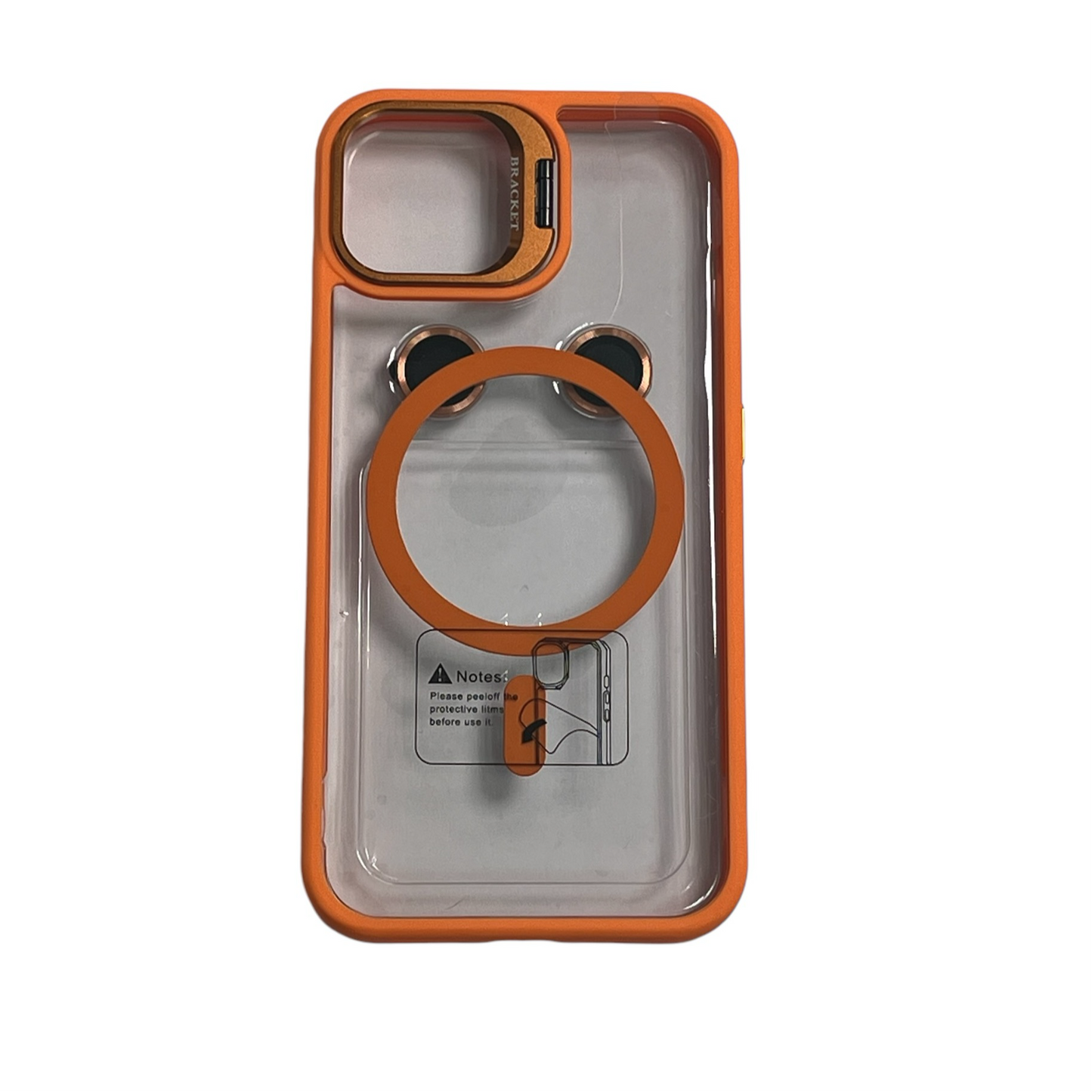 For Iphone 15 Plus Clear Mag Safe with Camera Protector Case - Orange