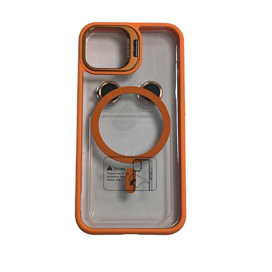 For Iphone 15 Plus Clear Mag Safe with Camera Protector Case - Orange