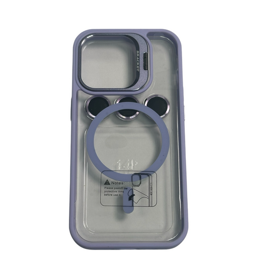 For Iphone 14 Pro Clear Mag Safe with Camera Protector Case - Lavander