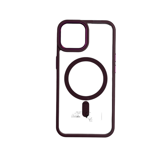 For Iphone 14 Silicone Mag Safe Case - Clear & Burgundy