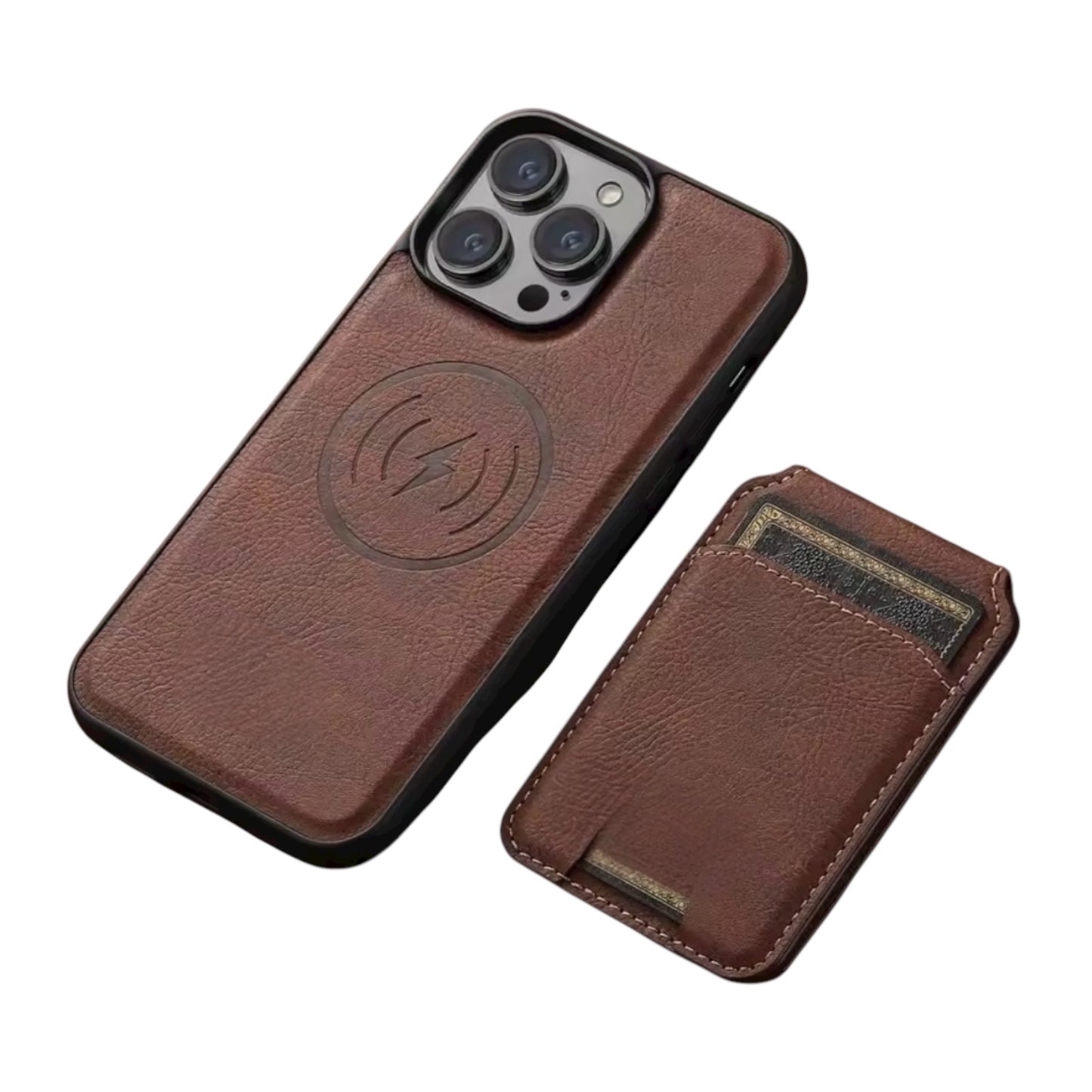 For iPhone 15 ProMax Leather Case / Brown