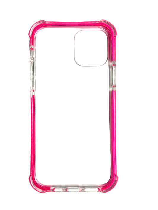For iPhone 15 Pro Max -Clear & Neon Pink