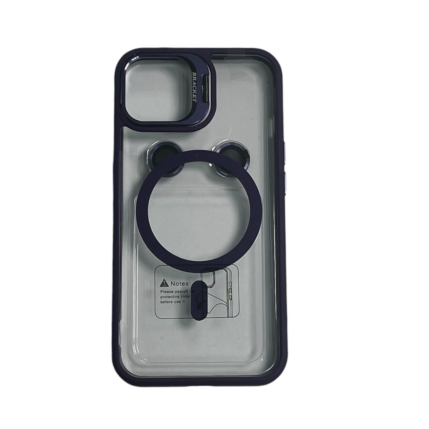 For Iphone 15 Clear Mag Safe with Camera Protector Case - Purple