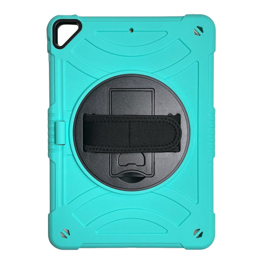 For Apple iPad 9th 8th 7th Gen 10.2 inch Tablet Complete 360 Tough Hybrid Kickstand with Shoulder Hand Strap - Turquoise & black