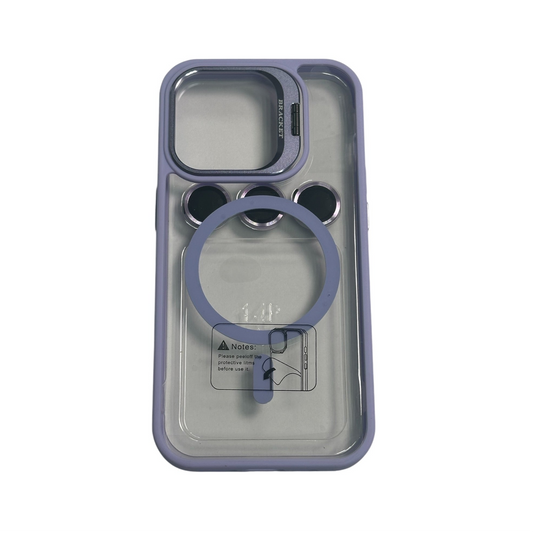 For Iphone 15 Pro Max Clear Mag Safe with Camera Protector Case - Lavander
