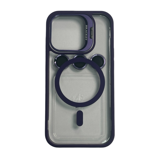 For Iphone 15 Pro Max Clear Mag Safe with Camera Protector Case - Purple