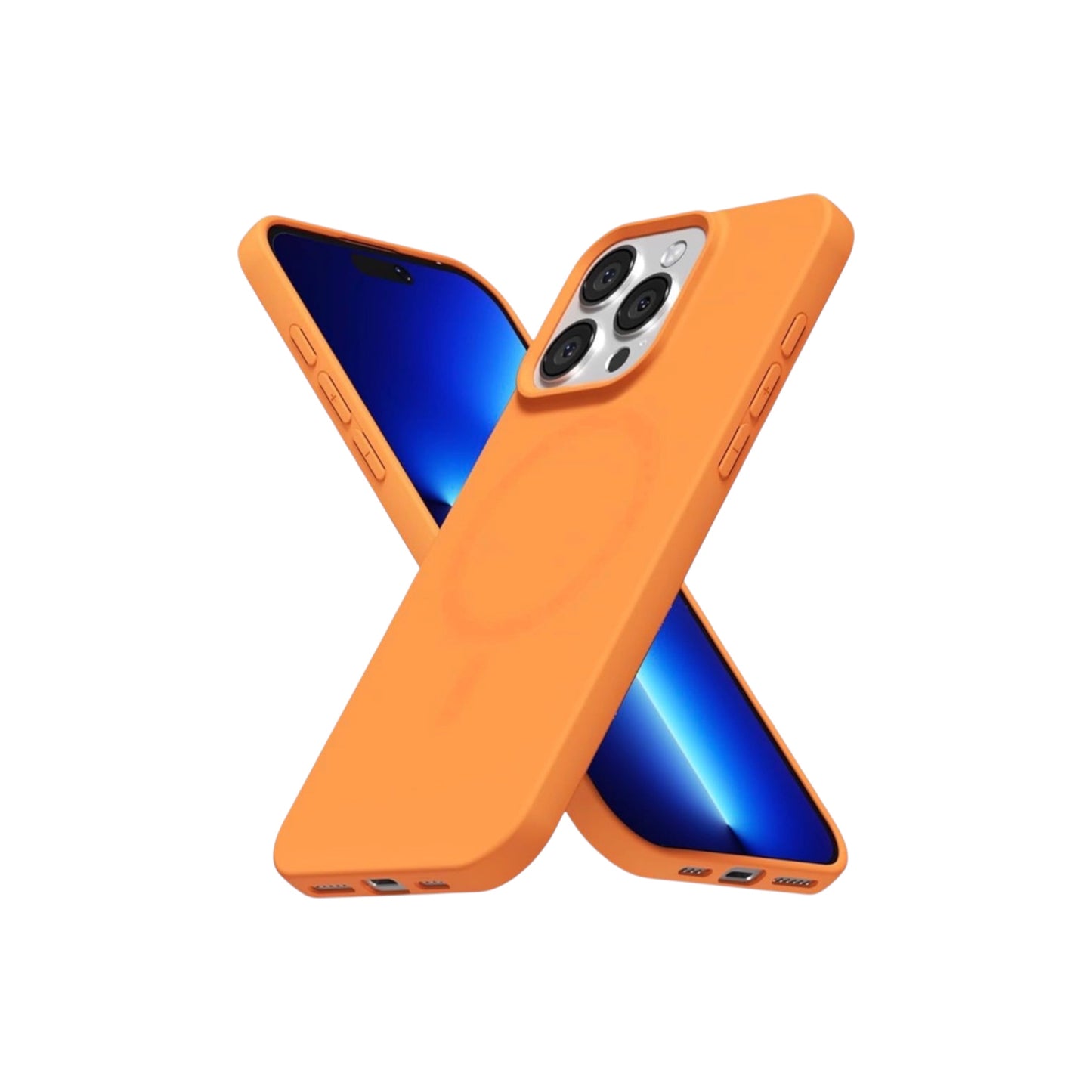 For Iphone 16 Pro Silicone MagSafe Case- Orange