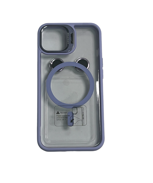 For Iphone 14 Plus Clear Mag Safe with Camera Protector Case - Lavander