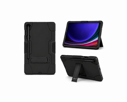 Heavy Duty Kickstand Case with S Pen Holder for Galaxy Tab S9 & S9 FE 11" (2023) – Black