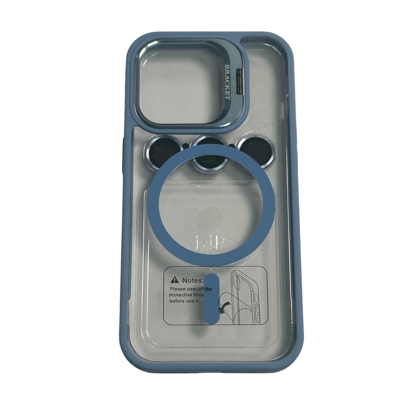 For Iphone 14 Pro Clear Mag Safe with Camera Protector Case - Light Blue