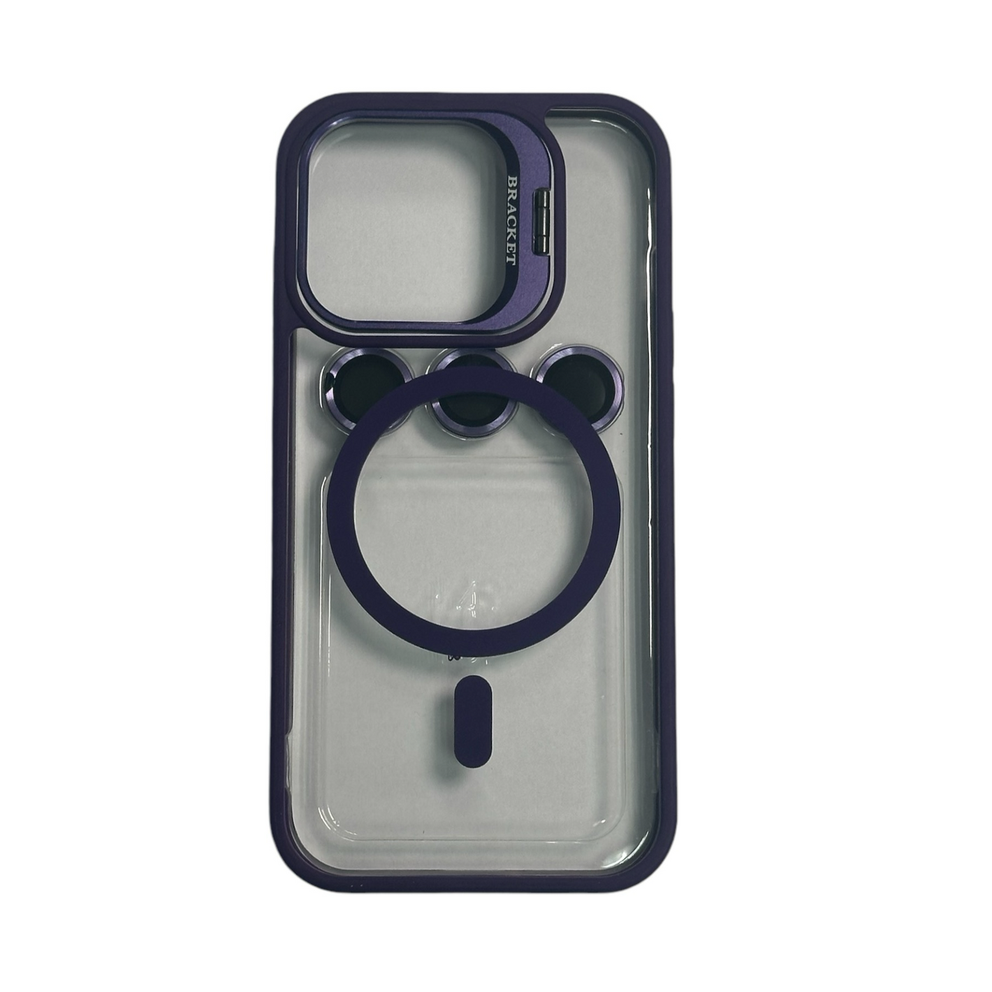 For Iphone 14 Pro Max Clear Mag Safe with Camera Protector Case - Purple