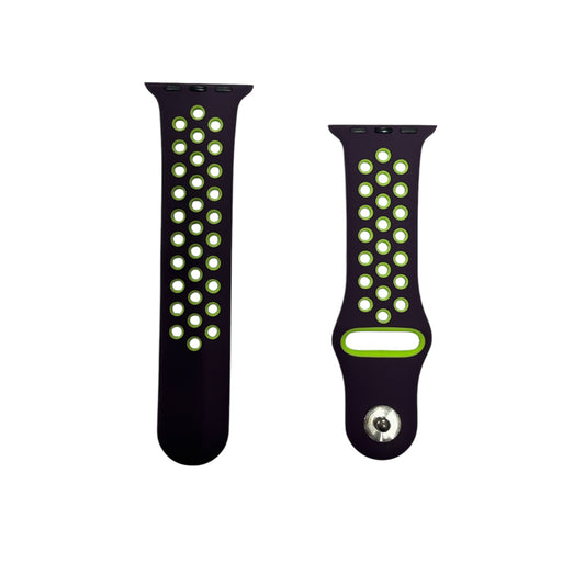 For Apple Watch Sport Band 38/40 mm - Dark Purple & Neon Green