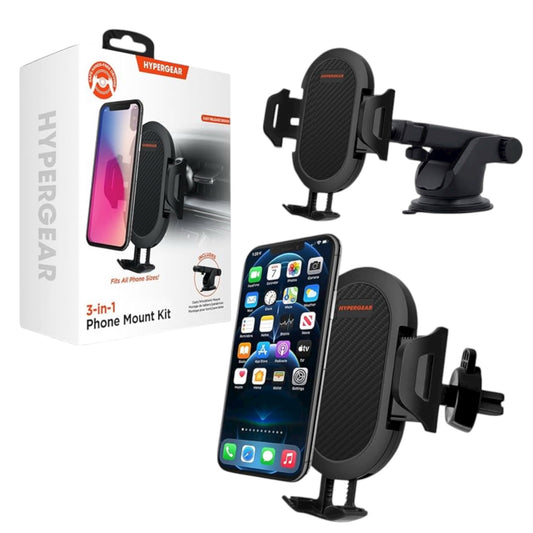 HYPERGEAR 3-IN-1 Phone Mount Kit / Black