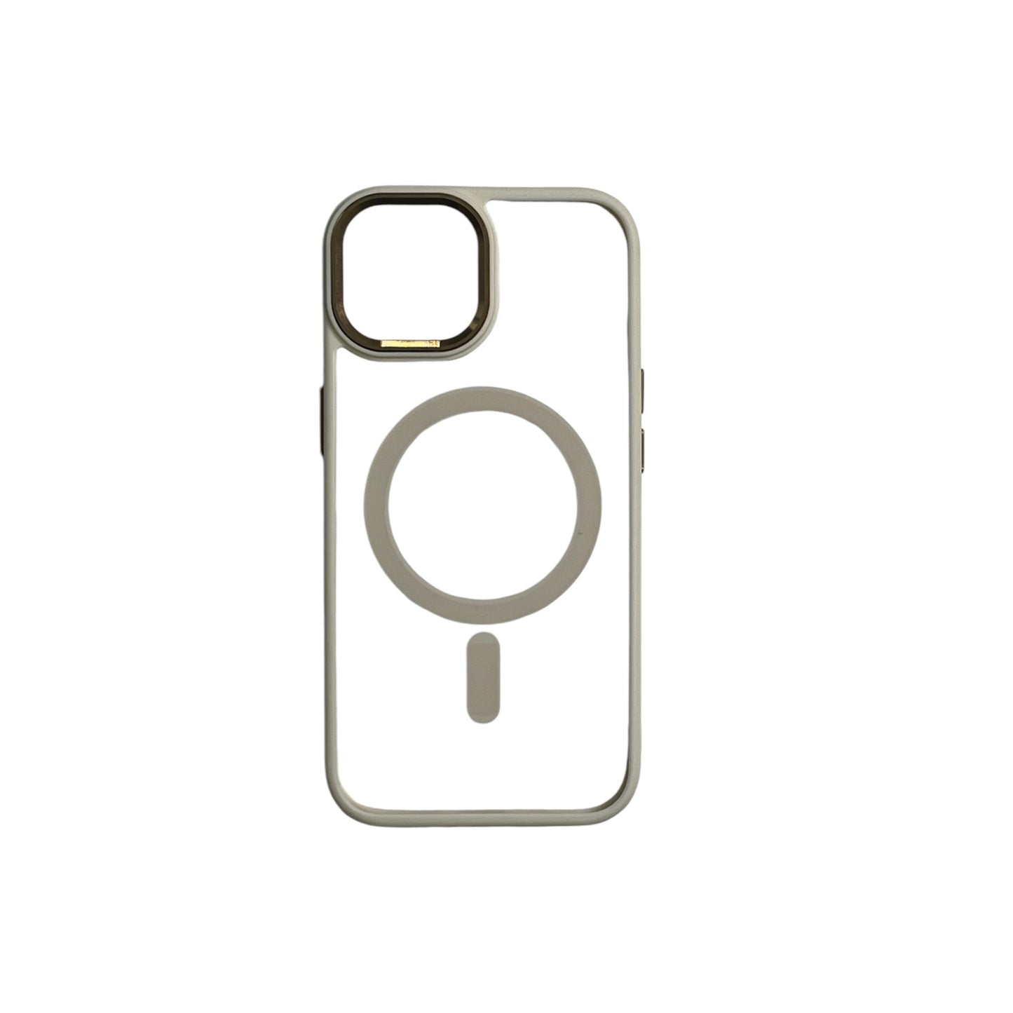 For Iphone 13 Clear Mag Safe Case - White & Gold