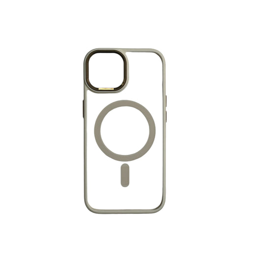 For Iphone 13 Clear Mag Safe Case - White & Gold