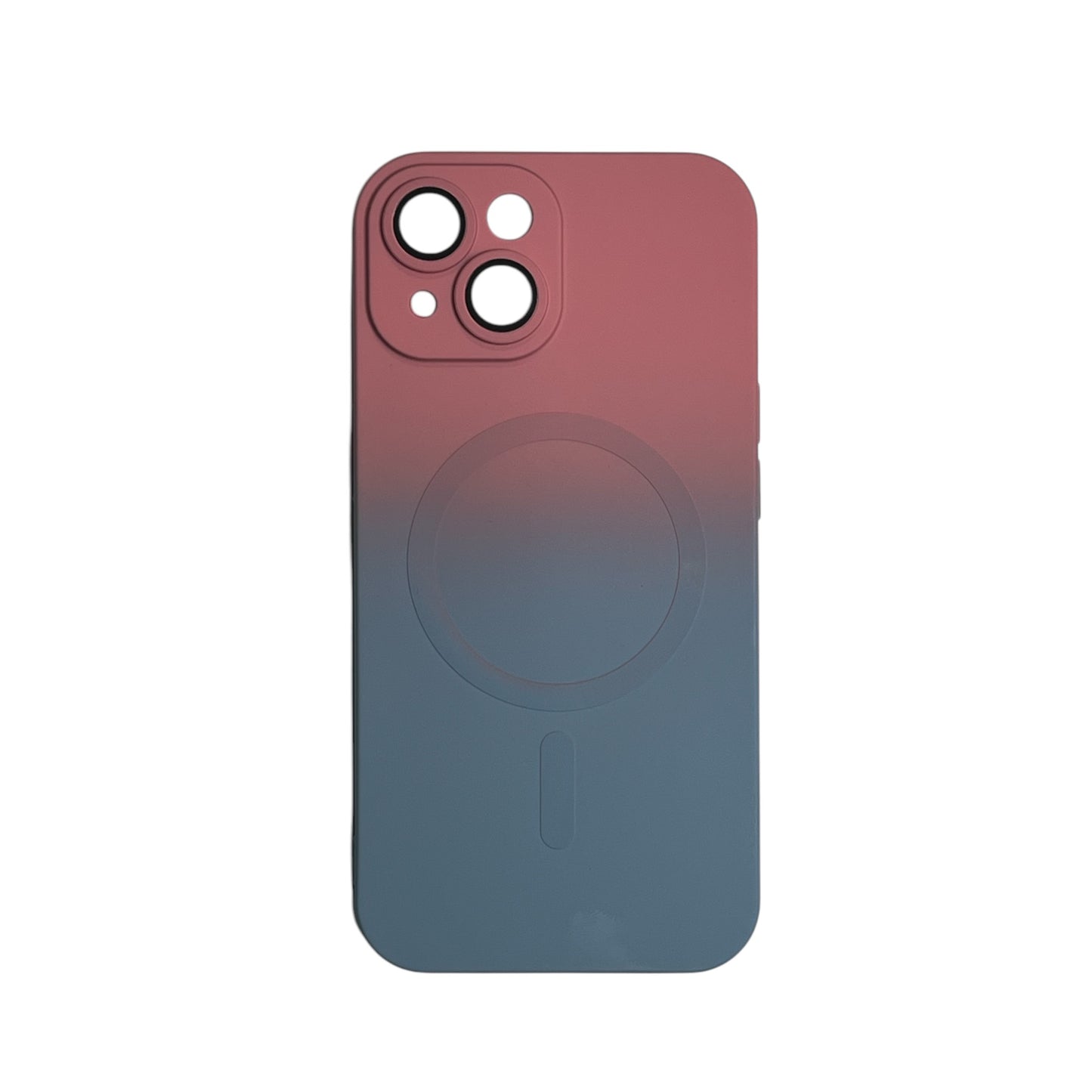 for iPhone 15 Asthetic Shockproof Cute Girly Rainbow Soft Magsafe Silicone Phone case, Pink Blue