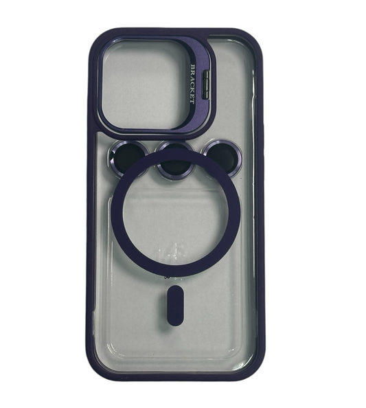 For Iphone 14 Pro Clear Mag Safe with Camera Protector Case - Purple