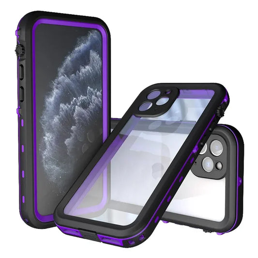 For Iphone 11 Pro Max Water Proof Case / Black & Purple
