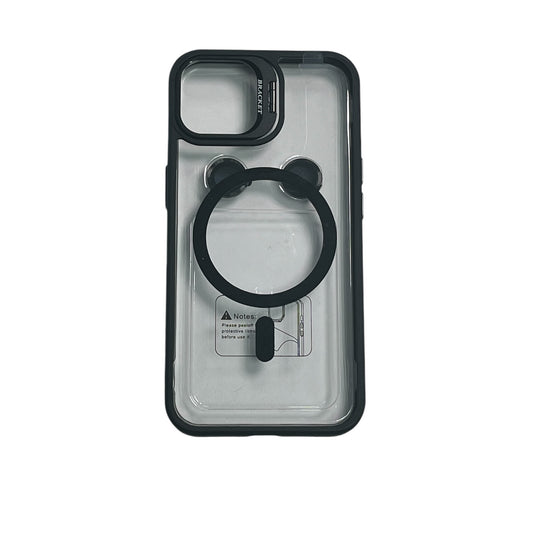 For Iphone 14 Plus Clear Mag Safe with Camera Protector Case - Black