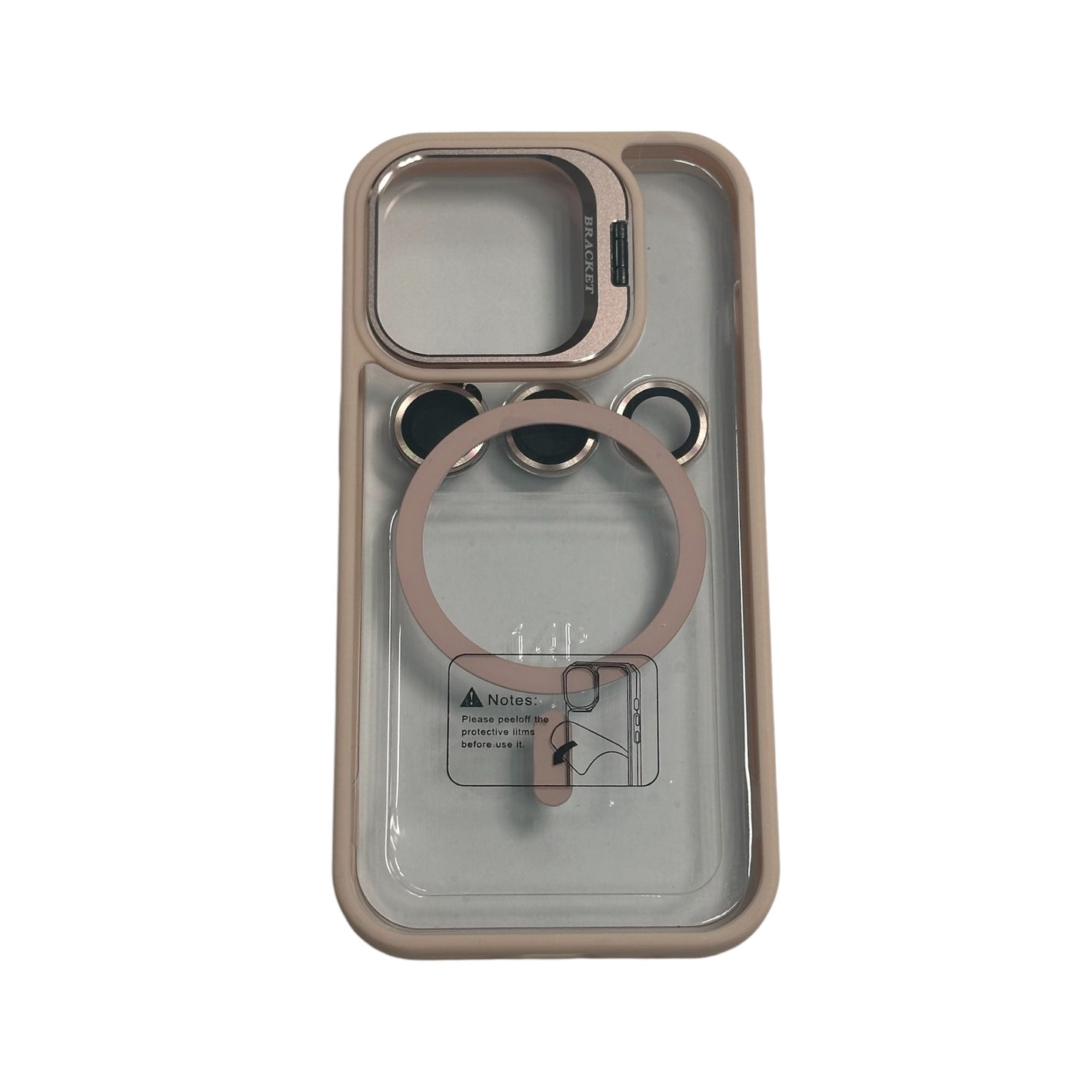 For Iphone 14 Pro Max Clear Mag Safe with Camera Protector Case - Light Pink